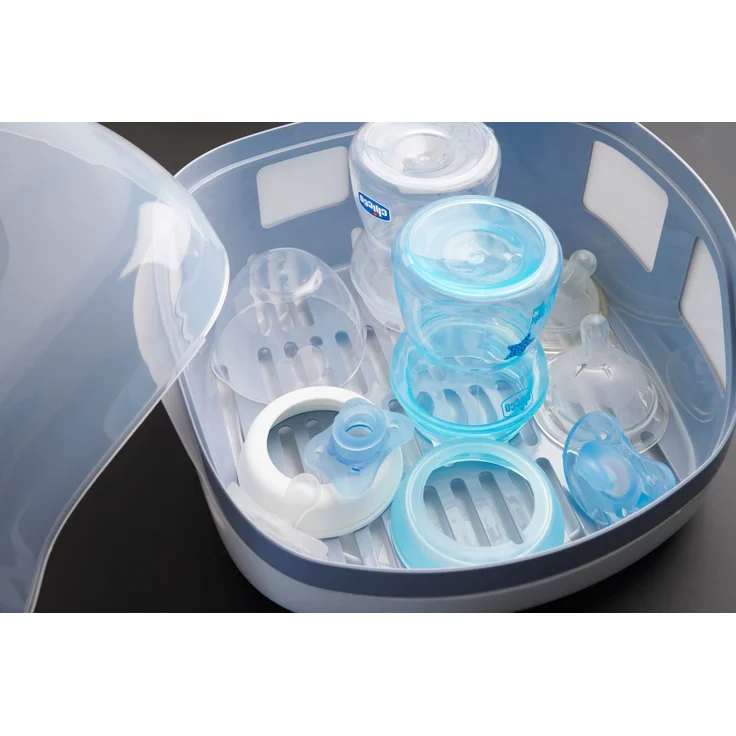 Chicco Sterilisator für die Mikrowelle, Dampfsterilisator für Babyflaschen, bis zu 5 Babyflaschen und Zubehör, weiß – Bild 6