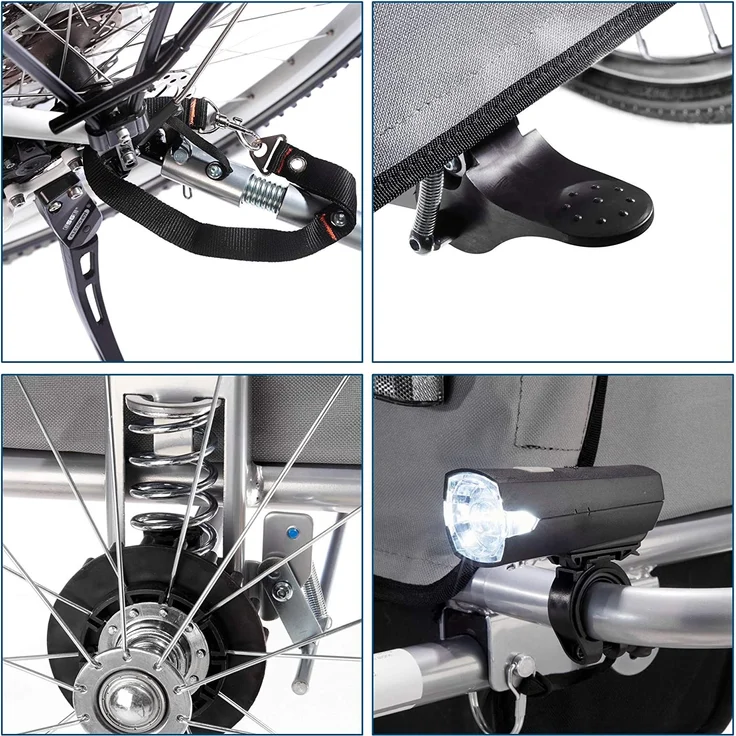 FISCHER Fahrrad 'Komfort' Kinder-Fahrradanhänger grün/grau – Bild 7