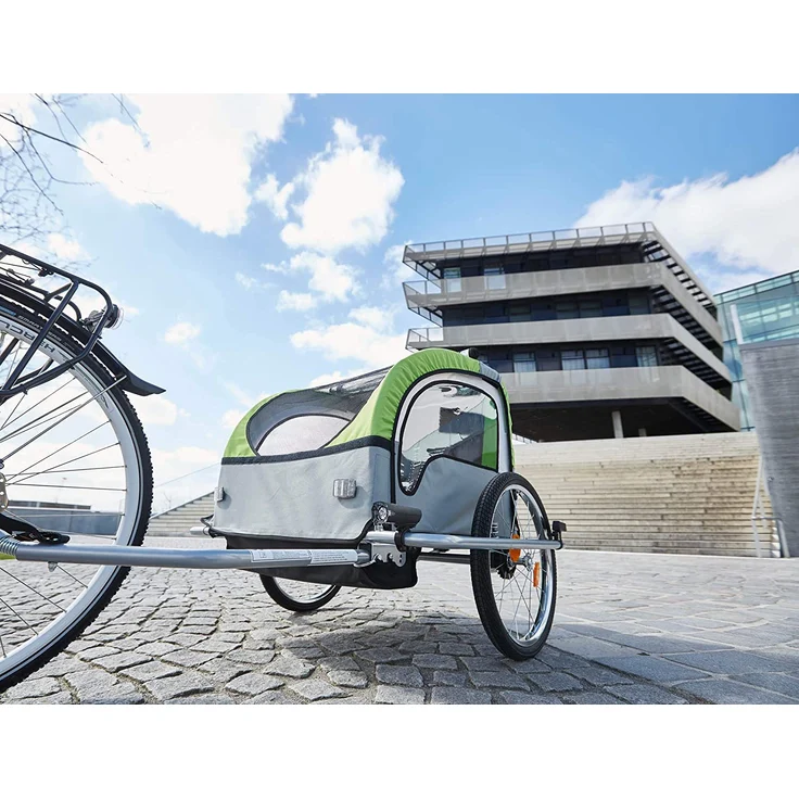 FISCHER Fahrrad 'Komfort' Kinder-Fahrradanhänger grün/grau – Bild 11