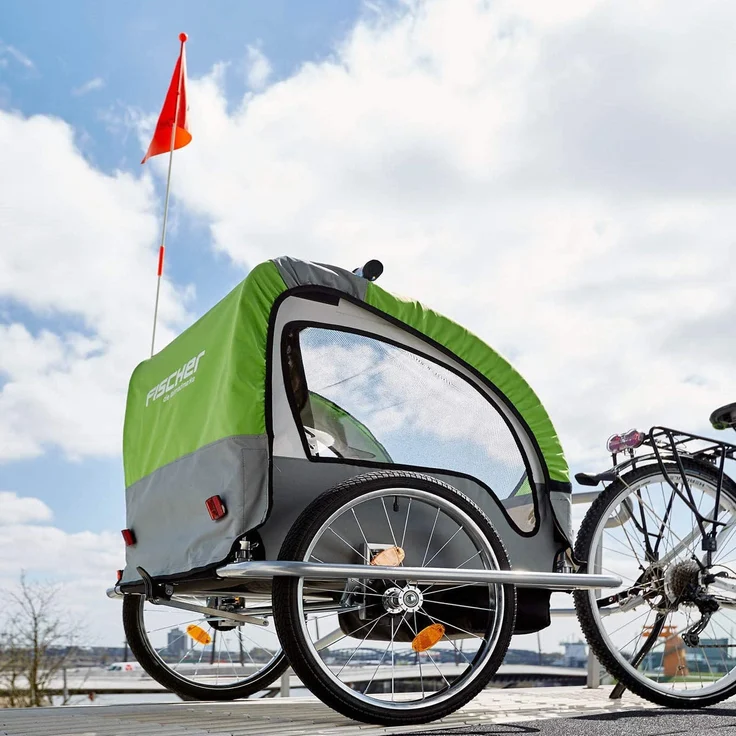 FISCHER Fahrrad 'Komfort' Kinder-Fahrradanhänger grün/grau – Bild 6
