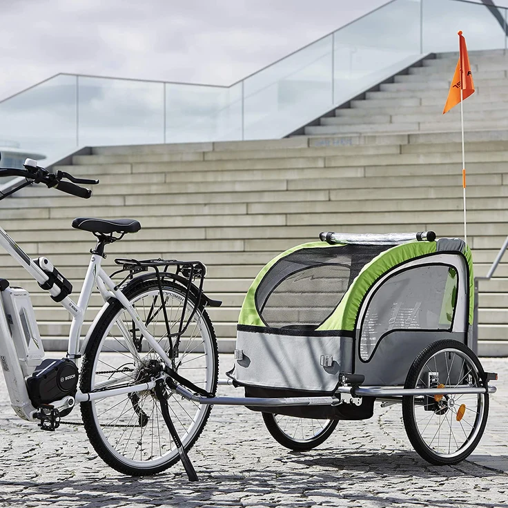 FISCHER Fahrrad 'Komfort' Kinder-Fahrradanhänger grün/grau – Bild 5