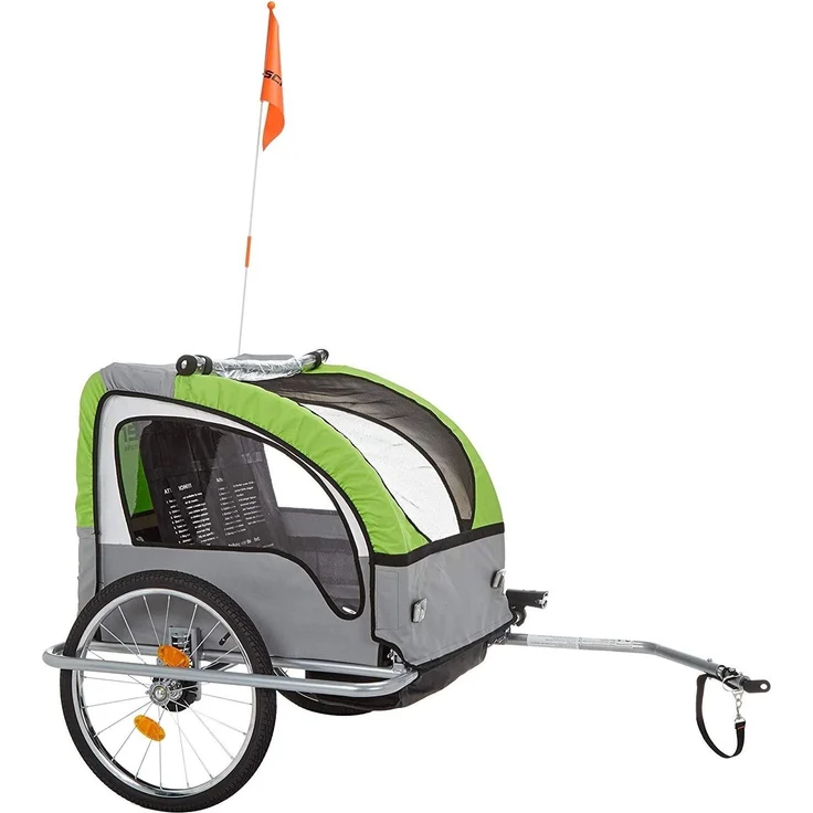 FISCHER Fahrrad 'Komfort' Kinder-Fahrradanhänger grün/grau – Bild 1