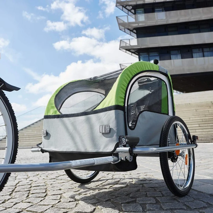 FISCHER Fahrrad 'Komfort' Kinder-Fahrradanhänger grün/grau – Bild 8