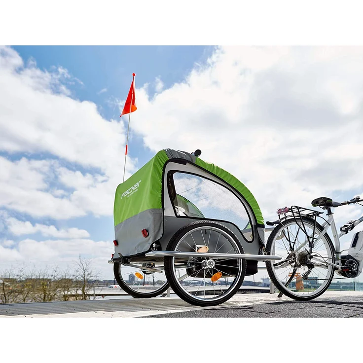 FISCHER Fahrrad 'Komfort' Kinder-Fahrradanhänger grün/grau – Bild 13
