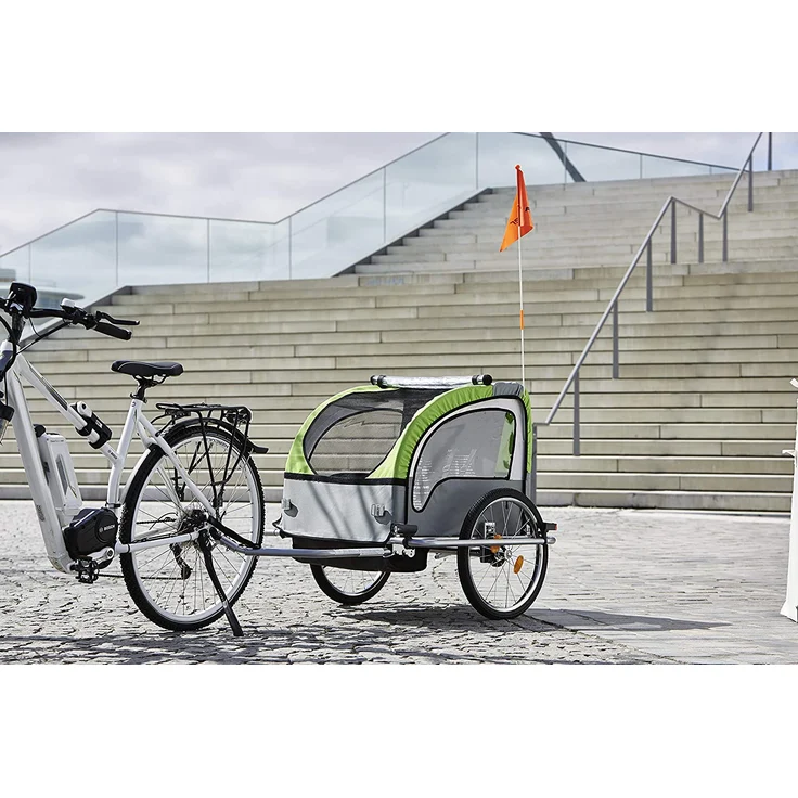 FISCHER Fahrrad 'Komfort' Kinder-Fahrradanhänger grün/grau – Bild 12