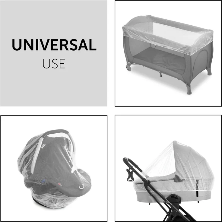 Hauck Protect Me Universal Insketenschutz, für Babyschalen, Mückennetz für Kinderwagen, Buggys und Reisebetten, Moskitonetz mit Gummizug, weiß – Bild 3