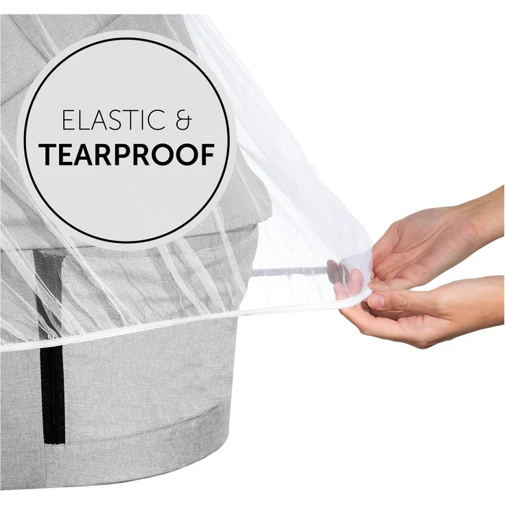 Hauck Protect Me Universal Insketenschutz, für Babyschalen, Mückennetz für Kinderwagen, Buggys und Reisebetten, Moskitonetz mit Gummizug, weiß – Bild 4
