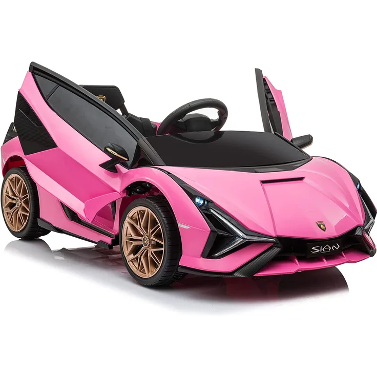 ES-Toys Kinder Elektroauto Lamborghini Sian EVA-Reifen Ledersitz Scheinwerfer pink