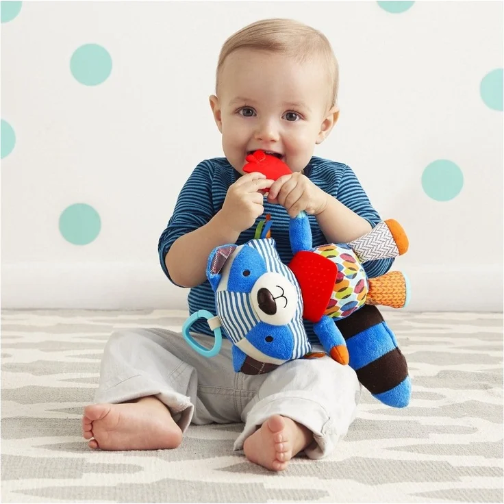 Skip Hop Bandana Buddies Aktivitätsspielzeug, Plüschtier für Babys und Kinder, mehrfarbig, Elefant – Bild 4