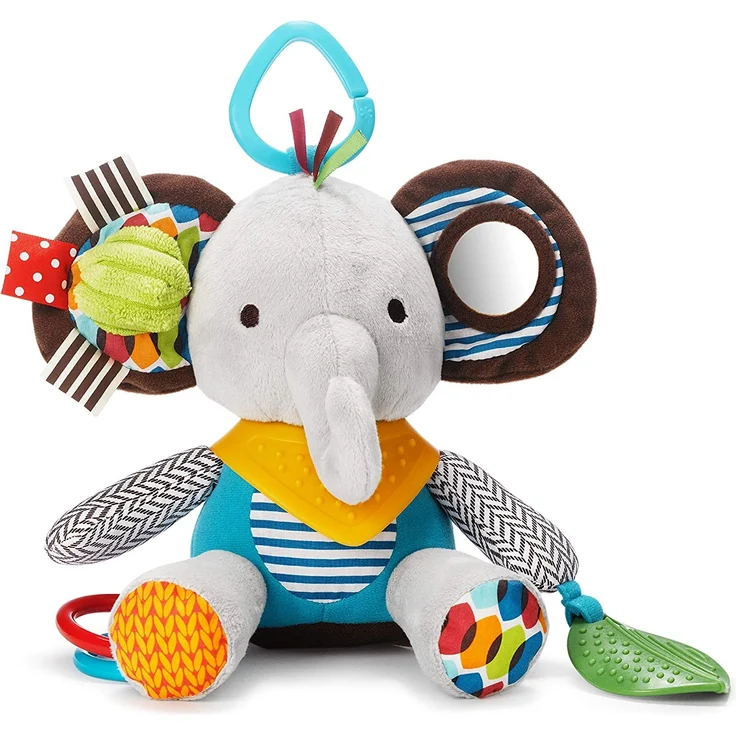Skip Hop Bandana Buddies Aktivitätsspielzeug, Plüschtier für Babys und Kinder, mehrfarbig, Elefant – Bild 3