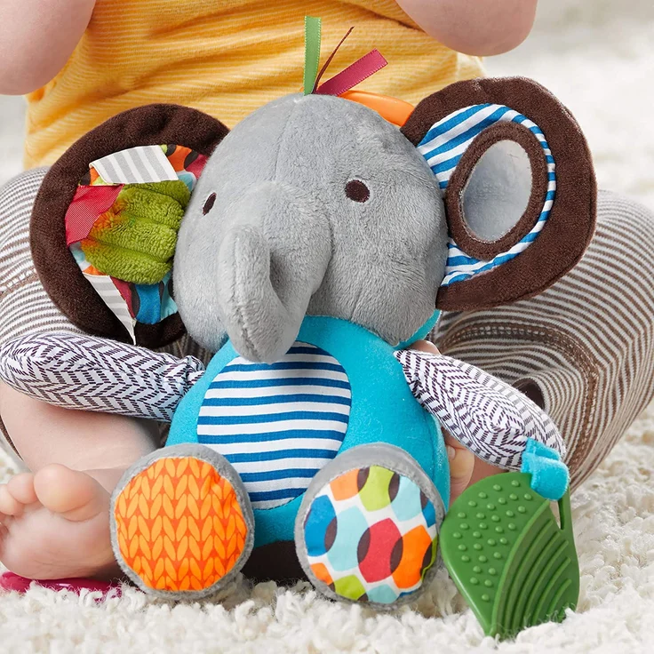 Skip Hop Bandana Buddies Aktivitätsspielzeug, Plüschtier für Babys und Kinder, mehrfarbig, Elefant – Bild 7