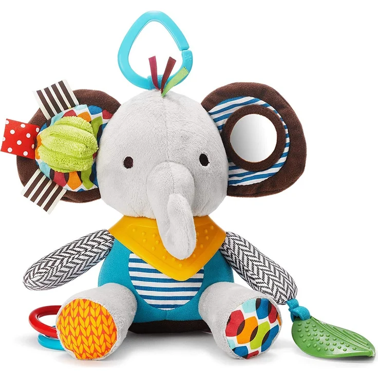 Skip Hop Bandana Buddies Aktivitätsspielzeug, Plüschtier für Babys und Kinder, mehrfarbig, Elefant – Bild 2