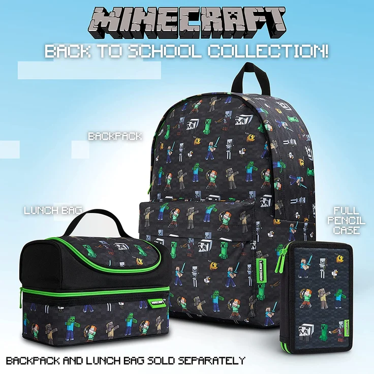 Minecraft Federmäppchen Junge Gefüllt, Federtasche Junge gefüllt mit Schreibwaren, 2 Fächer Pencil Case, Einschulung Junge – Bild 6