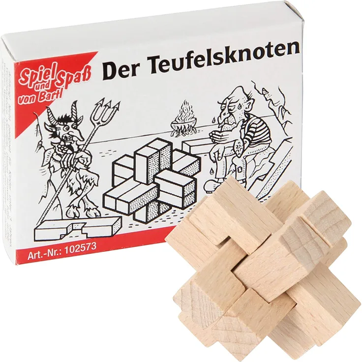 Bartl 102573 Mini-Holz-Puzzle Der Teufelsknoten aus 6 kleinen Holzteilen