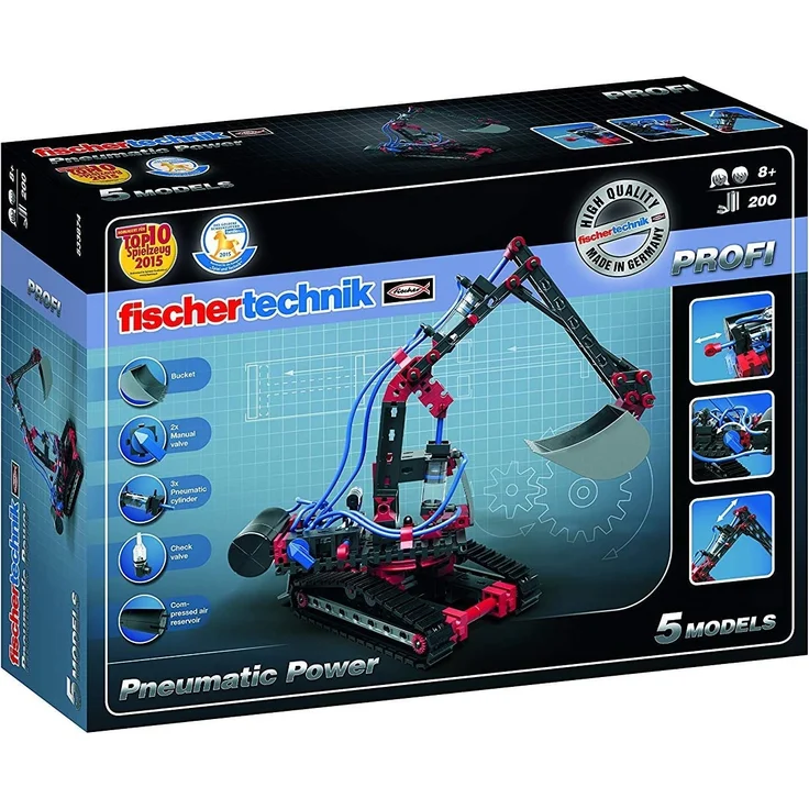 fischertechnik Pneumatic Power - der Pneumatik Spielzeug Bagger & 4 weitere Modelle von fischertechnik garantieren Spielspaß - Bergungsraupe, Stanzmaschine, Werkstattkran & Funktionsmodell -ab 8 Jahre - Preisvergleich – Bild 2