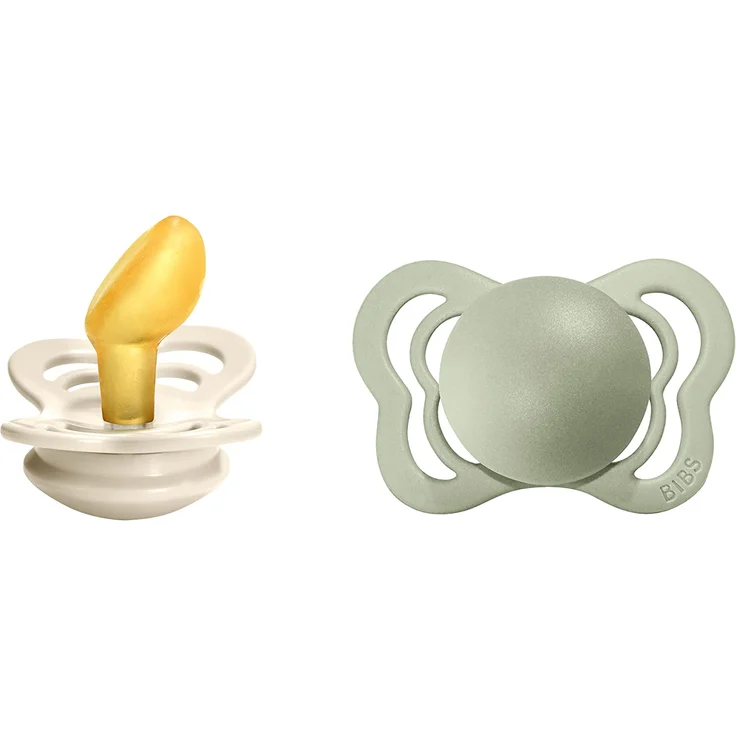 BIBS Couture Schnuller 2er-Pack, BPA-frei, Kiefergerechte Form. Naturkautschuk / Latex, Hergestellt in Dänemark. 0-6 Monate (2er Pack), Ivory / Sage – Bild 1