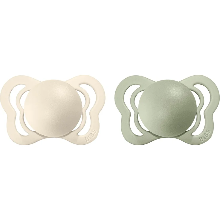 BIBS Couture Schnuller 2er-Pack, BPA-frei, Kiefergerechte Form. Naturkautschuk / Latex, Hergestellt in Dänemark. 0-6 Monate (2er Pack), Ivory / Sage – Bild 2