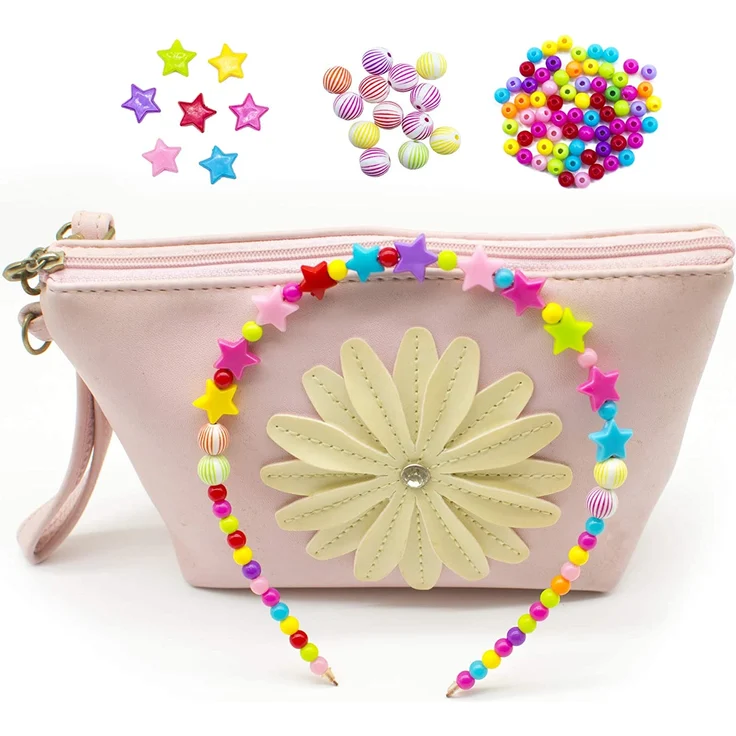 Perlen zum auffädeln kinder Schmuck Schnurset, DIY Freundschaftsarmbänder Halsketten Kunsthandwerks-Set für Mädchen Kinder, 24 Farben (perlen zum auffädeln) – Bild 3