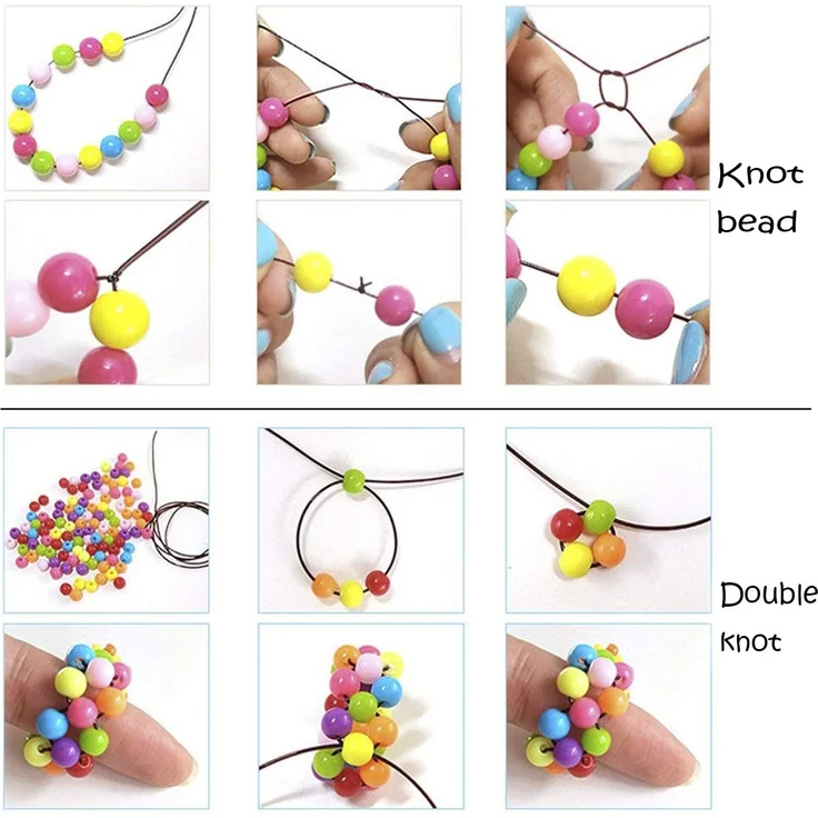 Perlen zum auffädeln kinder Schmuck Schnurset, DIY Freundschaftsarmbänder Halsketten Kunsthandwerks-Set für Mädchen Kinder, 24 Farben (perlen zum auffädeln) – Bild 6