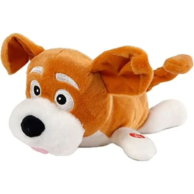 Stofftier Hund Junior 28 Cm Plüsch Braun/Weiß