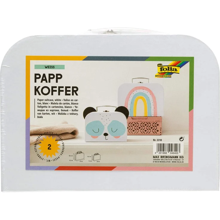 Folia, Koffer zum Bemalen, Weiß, 2 Stück, 3310 – Bild 1
