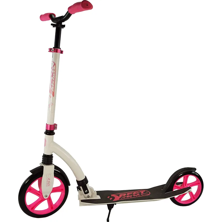 Best Sporting Scooter 250er Rolle, aus Aluminium, klappbarer Tretroller, pink/weiß