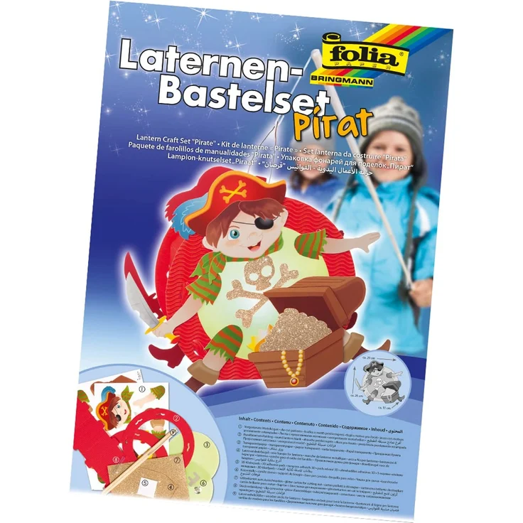 folia 94110 - Laternen Bastelset Pirat, ca. 11 x 26 x 29 cm - Komplettset zur Erstellung einer wunderschönen Laterne – Bild 1