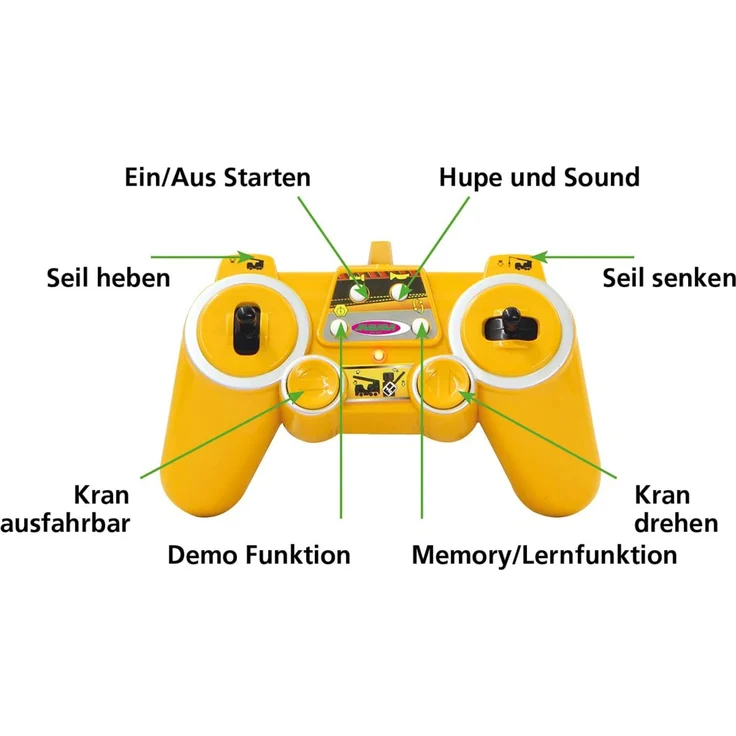 Jamara 404950 - Schwerlastkran Mercedes Arocs 1:20 2,4G – drehbarer und ausfahrbarer Kran, Seil heben / senken, realistischer Motorsound, Hupe, Rückfahrwarnsound, 4 Radantrieb,gelbe LED Signallichter – Bild 3
