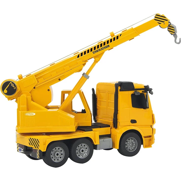 Jamara 404950 - Schwerlastkran Mercedes Arocs 1:20 2,4G – drehbarer und ausfahrbarer Kran, Seil heben / senken, realistischer Motorsound, Hupe, Rückfahrwarnsound, 4 Radantrieb,gelbe LED Signallichter – Bild 11