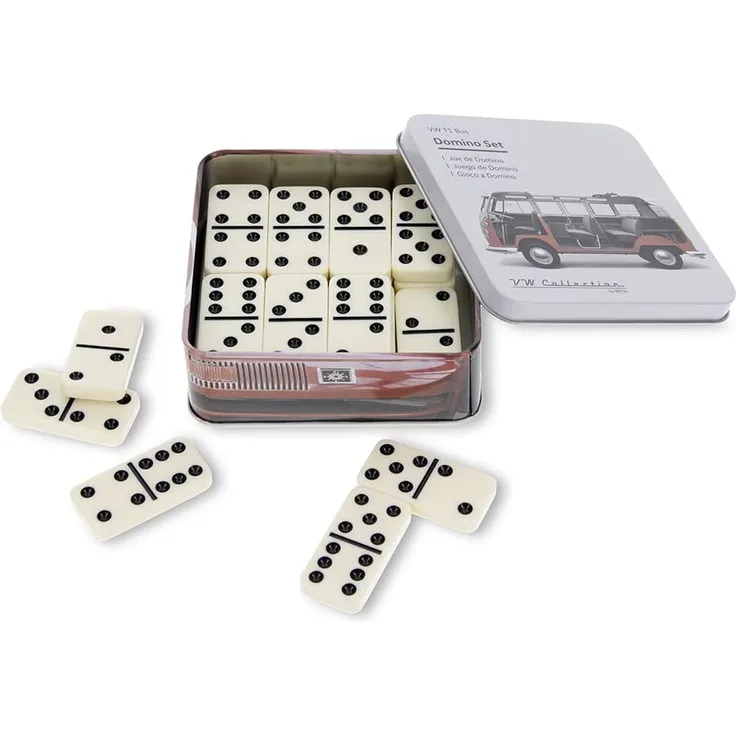 BRISA VW Collection - Volkswagen T1 Bulli Bus Domino Set in edler Metall-Dose, Geschenk-Idee (Dashboard)