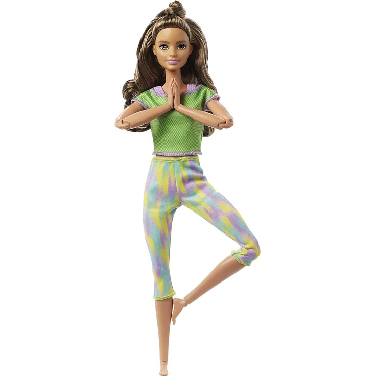 Barbie GXF05 - Made to Move Puppe (brünett) im grünen Yoga Outfit, Spielzeug für Kinder von 3 bis 7 Jahren – Bild 1