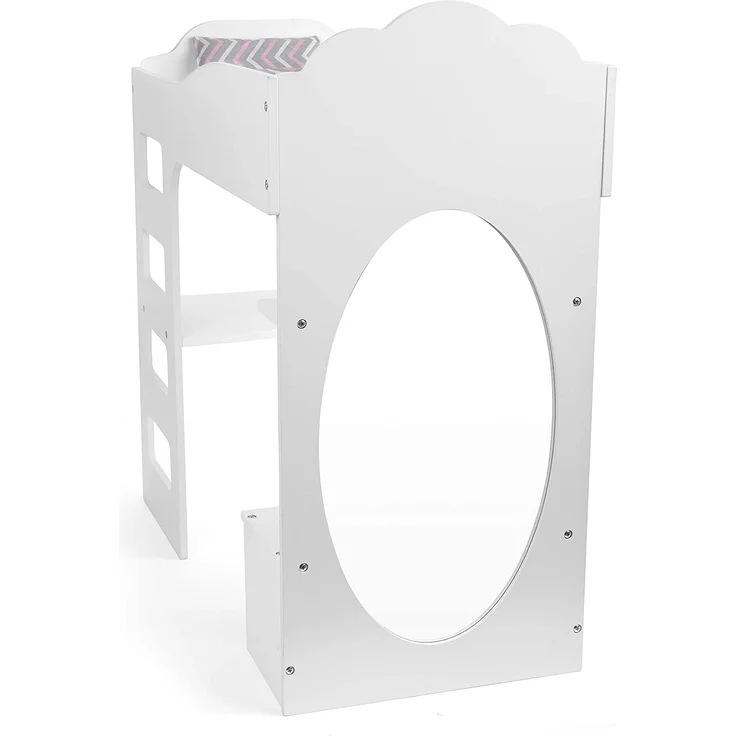 Puppenhochbett mit Schreibtisch, weiß – Bild 3