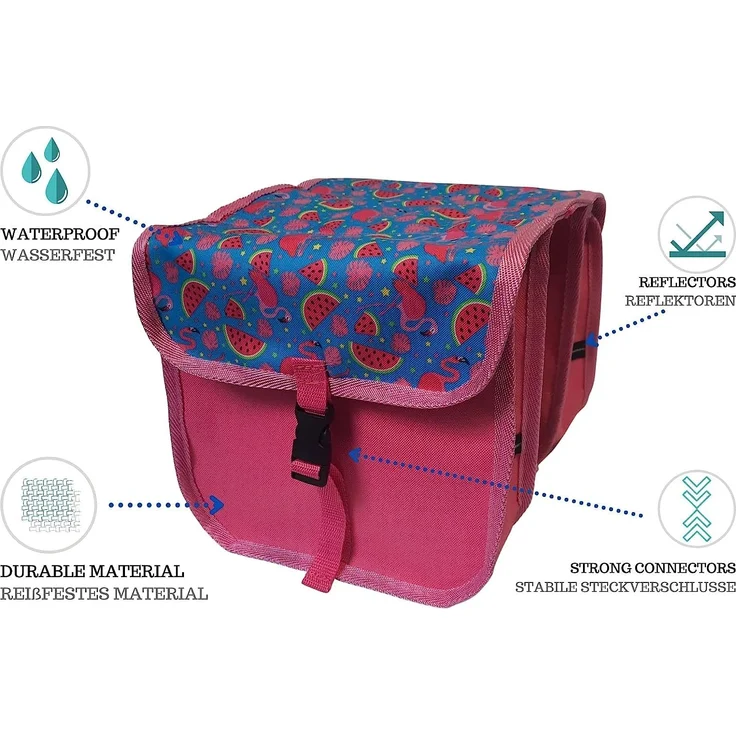 FAHRRADTASCHE Fahrrad 14-20'' Kinder Satteltasche Doppel 47. Mini - Flamingo – Bild 2