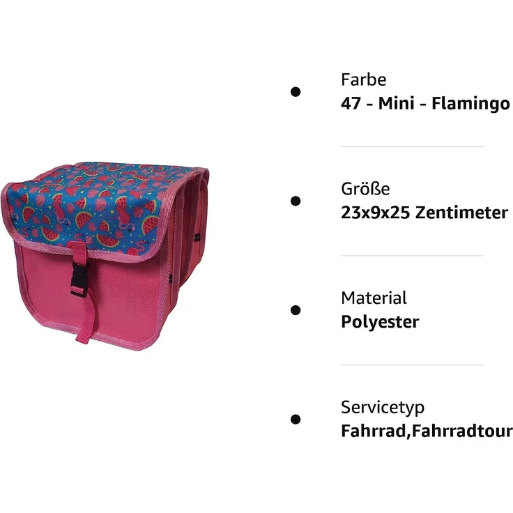 FAHRRADTASCHE Fahrrad 14-20'' Kinder Satteltasche Doppel 47. Mini - Flamingo – Bild 6