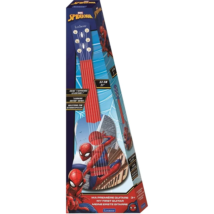 Lexibook K200SP_01 Marvel Spider-Man Peter Parker Meine erste Gitarre, 6 Nylonschnüre, 53 cm, Anleitung inklusive, blau/rot – Bild 3