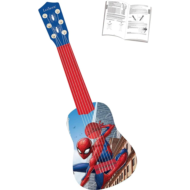 Lexibook K200SP_01 Marvel Spider-Man Peter Parker Meine erste Gitarre, 6 Nylonschnüre, 53 cm, Anleitung inklusive, blau/rot – Bild 2