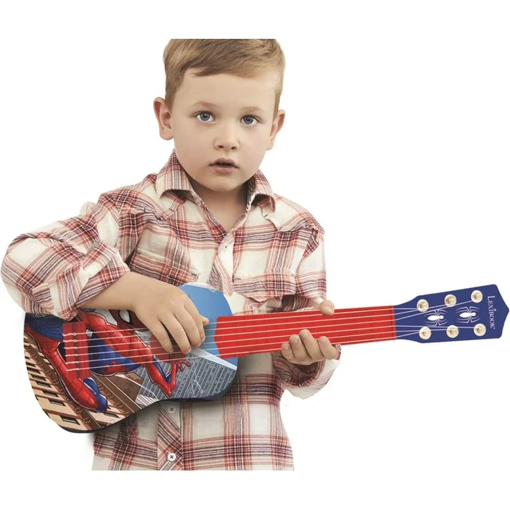 Lexibook K200SP_01 Marvel Spider-Man Peter Parker Meine erste Gitarre, 6 Nylonschnüre, 53 cm, Anleitung inklusive, blau/rot – Bild 5