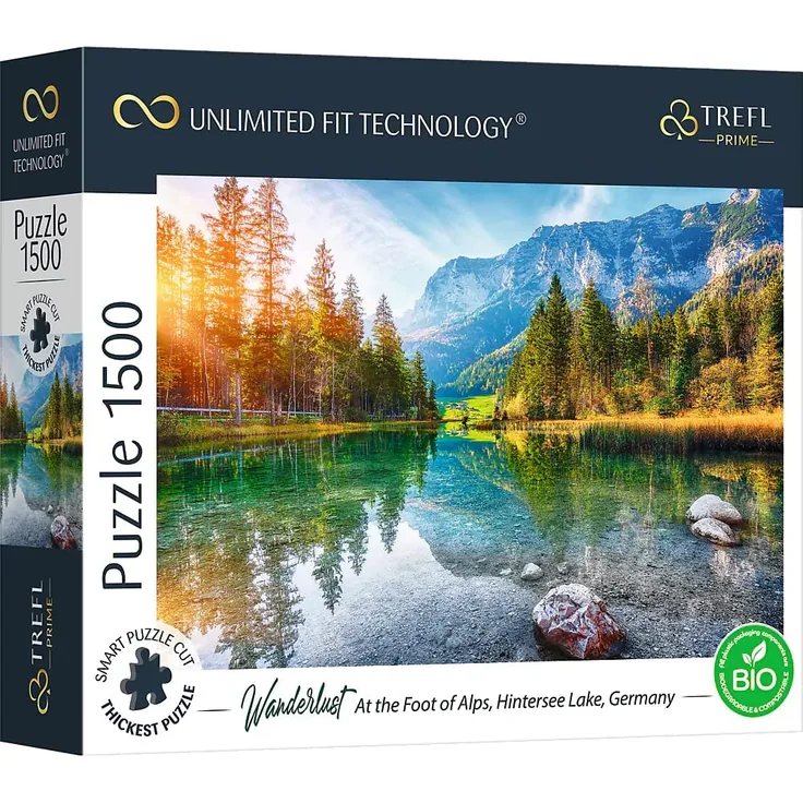 Trefl 26193 1500 Stück, Dickster Karton, Bio, Alpen, Bayern, Berge, für Erwachsene und Kinder ab 12 Jahren, UFT-Puzzle Wanderlust: at The Foot of Alps, Hintersee Lake, Germany