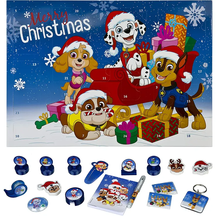 Undercover Adventskalender Paw Patrol, 24 Türchen mit Schreibwaren, Weihnachtskalender