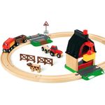 BRIO World Bauernhof Set mit Zug, Brio World Eisenbahn Zubehör, Holzspielzeug