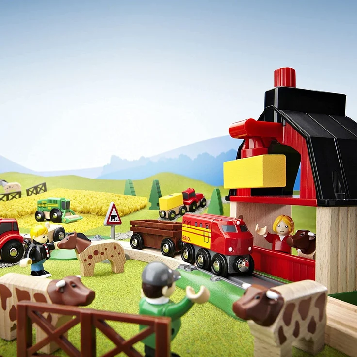 BRIO World Bauernhof Set mit Zug, Brio World Eisenbahn Zubehör, Holzspielzeug – Bild 6