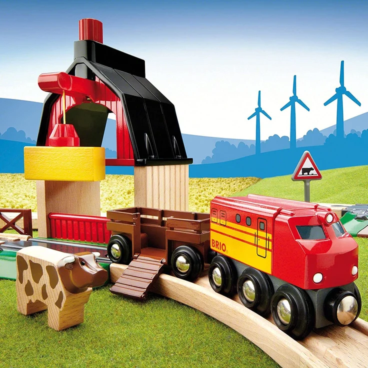 BRIO World Bauernhof Set mit Zug, Brio World Eisenbahn Zubehör, Holzspielzeug – Bild 5
