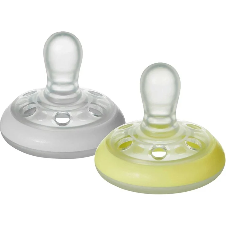 Tommee Tippee Closer to Nature natürlich geformter Beruhigungssauger für die Nacht, 0–6 Monate, 2er-Pack, mehrfarbig – Bild 1