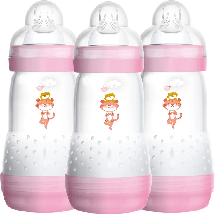 MAM Anti Colic Flaschen 260ml Dreierpack für Mädchen (2+ Monate)