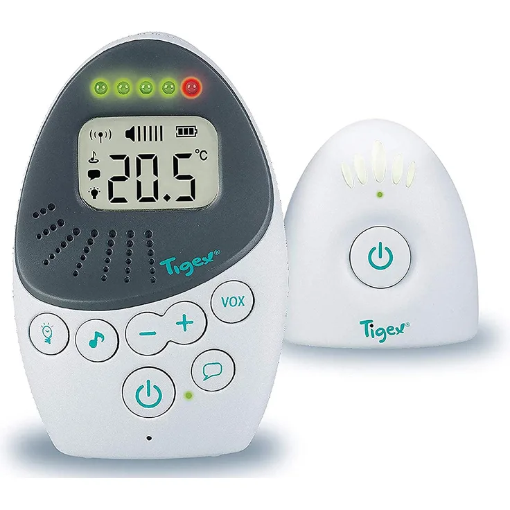Tigex Babyphone Easy Protect Plus, Babyhörer, wiederaufladbar, mit Eco-Modus, Walkie-Talkie, Wiegenlied und Nachtlicht