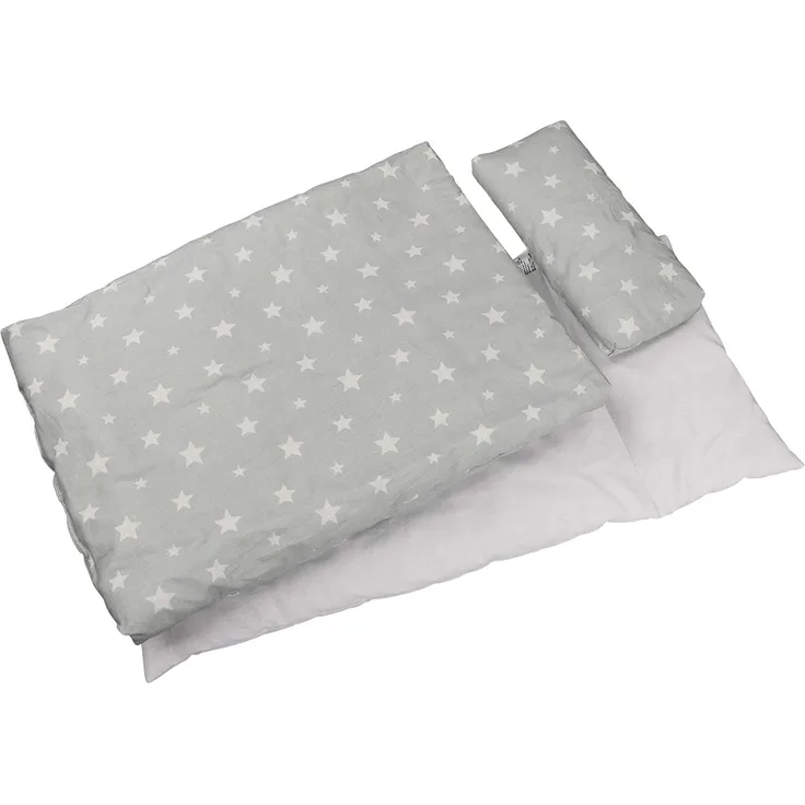 3-teiliges Puppenbettzeug Sternenhimmel (Grau-Weiß)