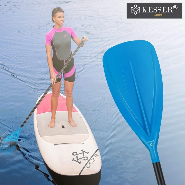 KESSER® Paddle - 3-teilig für Kayak SUP Stand-Up Paddling Board Stechpaddel, Verstellbar Teleskop 165cm-215cm Aluminum für Stand Up Paddel Kajakfahren Surfboard Boot Anti-Rutsch Stecksystem Blau – Bild 5