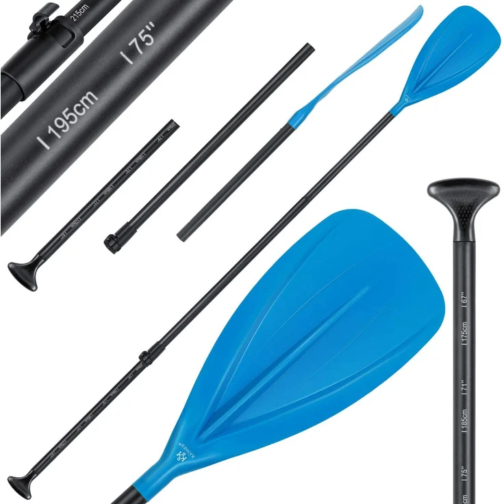 KESSER® Paddle - 3-teilig für Kayak SUP Stand-Up Paddling Board Stechpaddel, Verstellbar Teleskop 165cm-215cm Aluminum für Stand Up Paddel Kajakfahren Surfboard Boot Anti-Rutsch Stecksystem Blau – Bild 1