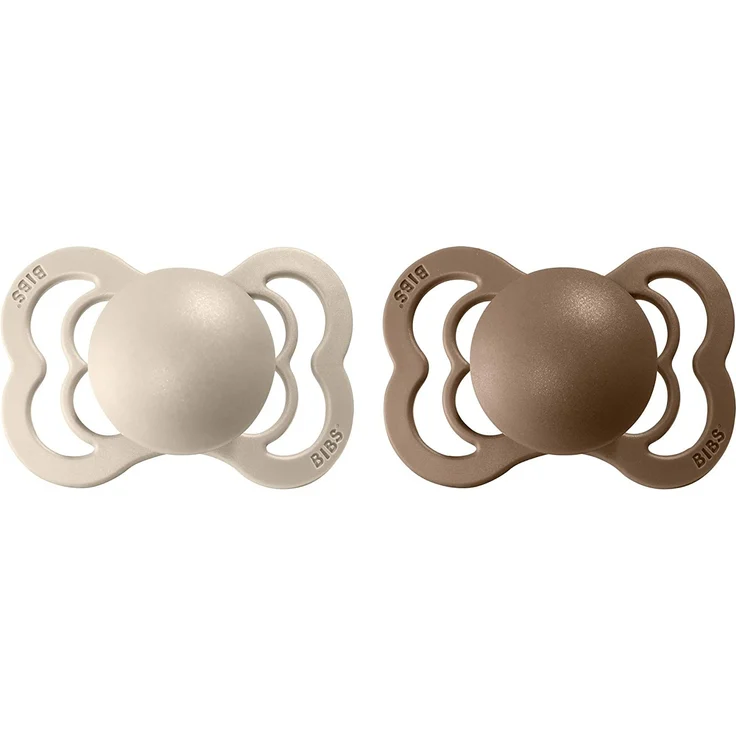 BIBS Supreme Schnuller 2er Pack | BPA-frei | Symmetrischer Nippel | Naturkautschuk Vanilla & Dark Oat 0-6 Monate – Bild 2