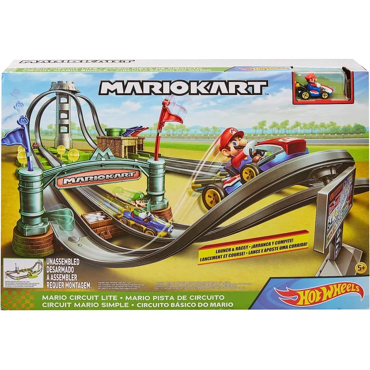 Hot Wheels GHK15 - Mario Kart Mario Rundkurs Rennbahn Trackset Lite inkl. 1 Spielzeugauto, Spielzeug ab 5 Jahren – Bild 8